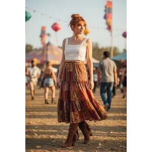Agua Bendita Kosia Jardim Crochet Crop Top Boho Festival Western L NWT Coquette